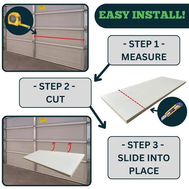 Alt view image 6 of 6 - Garage Door Insulation Kit, White EPS Foam Panels, 8 Pack, 1.25x20x54 Inches, R-Value 9.0, Temperature Control, Noise Reduction, DIY Installation, One Car Garage (High Density - Laminated)