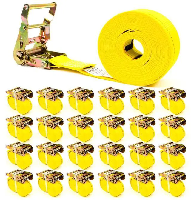 Main image of Endless Ratchet Straps (25-Pack), 2 Inch x 20 Foot Hookless Ratchet Straps, 6,000 LBS Break Strength, Black Tie Downs for Flatbed Trailers or Trucks, Great for Cargo Bundling