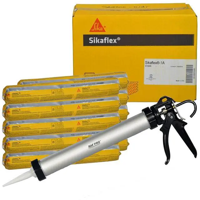 Main image of Sikaflex 1a 20 oz Sausage Kit with Caulking Gun Limestone, Pack of 10 One Component, Flexible, Non Sag, Polyurethane Concrete and Masonry Sealant for Vertical and Horizontal Surfaces