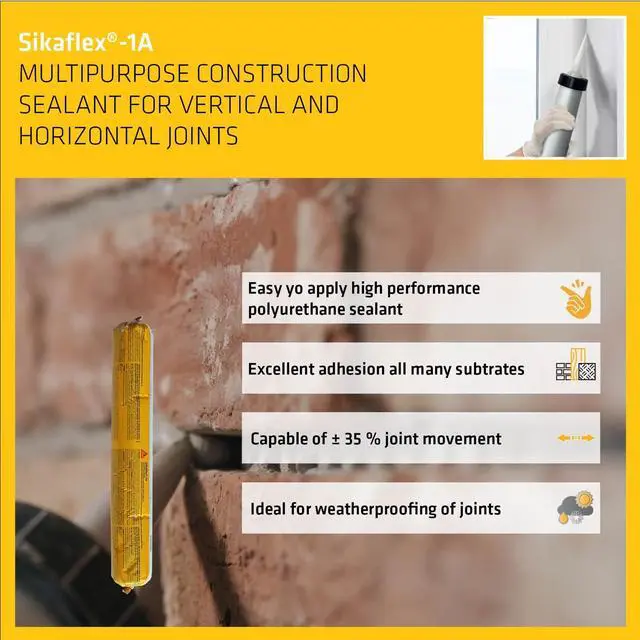 Alt view image 6 of 6 - Sikaflex 1a 20 oz Sausage Kit with Caulking Gun Aluminum Gray, Pack of 10 One Component, Flexible, Non Sag, Polyurethane Concrete and Masonry Sealant for Vertical and Horizontal Surfaces