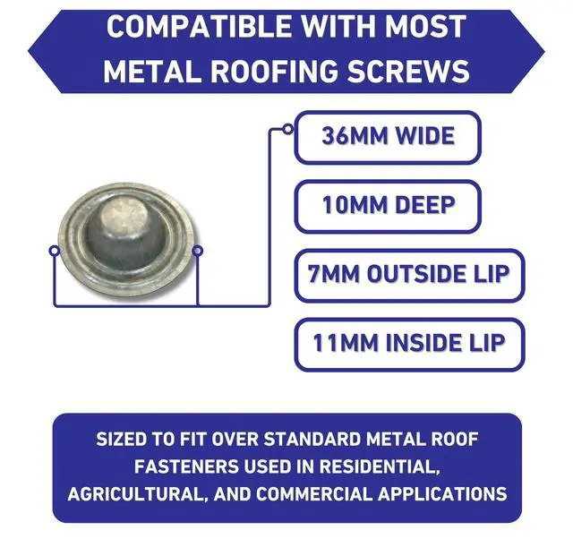 Alt view image 5 of 6 - Metal Screw Caps from - Seals Over Existing Screws Heads to Prevent leaks- Easy to Install-Gloves Included (500)