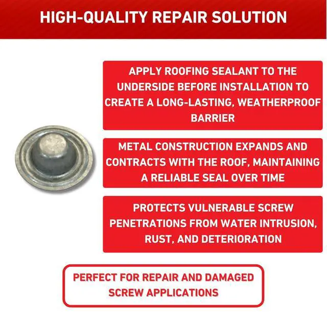 Alt view image 6 of 6 - Metal Screw Caps from - Seals Over Existing Screws Heads to Prevent leaks- Easy to Install-Gloves Included (500)