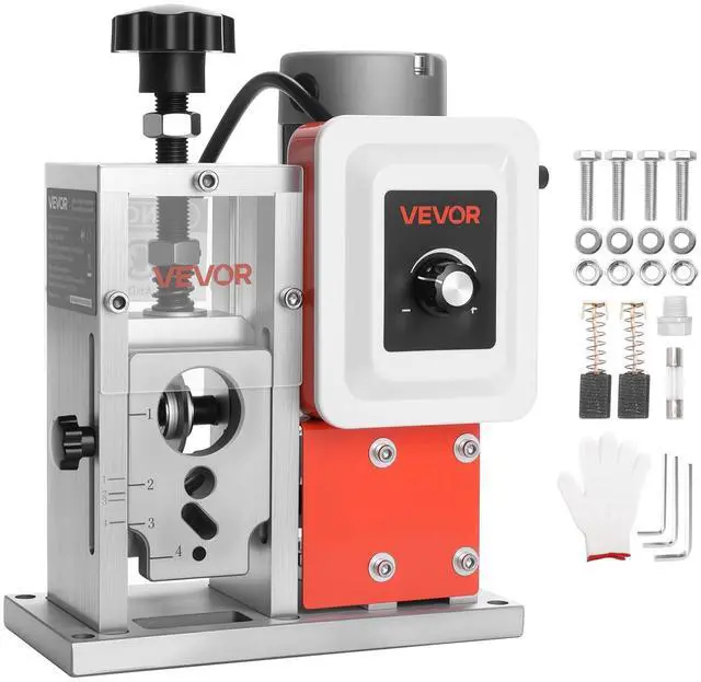 Main image of Electric Wire Stripping Machine, 0.06-1.57 in, 400W Automatic Motorized Cable Stripper, 9.84 IPS (15 m/min) Wire Peeler with Blades, V-Shaped Rollers, Cooling Fan, for Scrap Copper Recycling