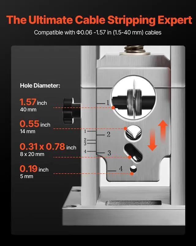 Alt view image 5 of 6 - Electric Wire Stripping Machine, 0.06-1.57 in, 400W Automatic Motorized Cable Stripper, 9.84 IPS (15 m/min) Wire Peeler with Blades, V-Shaped Rollers, Cooling Fan, for Scrap Copper Recycling