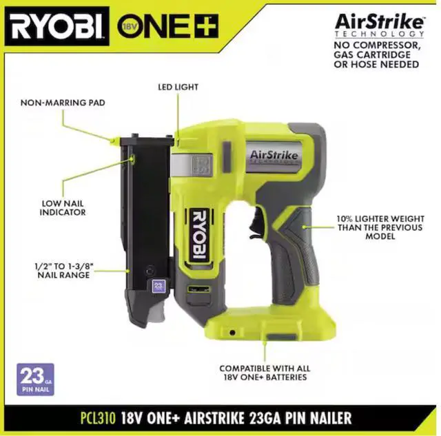 Alt view image 5 of 6 - ONEAND 18V Cordless AIRSTRIKE 23-Gauge PIN Nailer Tool ONLY | Battery and Charger Sold Separately