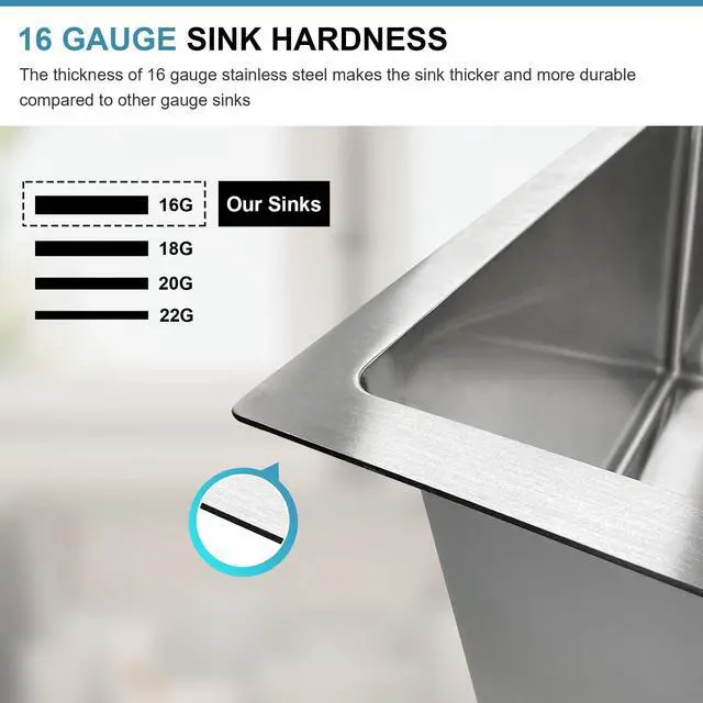 Alt view image 3 of 6 - 32 Inch Undermount Workstation Handmade Double Bowl Kitchen Sink | 16 Gauge Thickness, 304 Stainless Steel, Brushed Satin Finish, 50/50 Large Capacity, Accessories Included, 32" x 18" x 10"