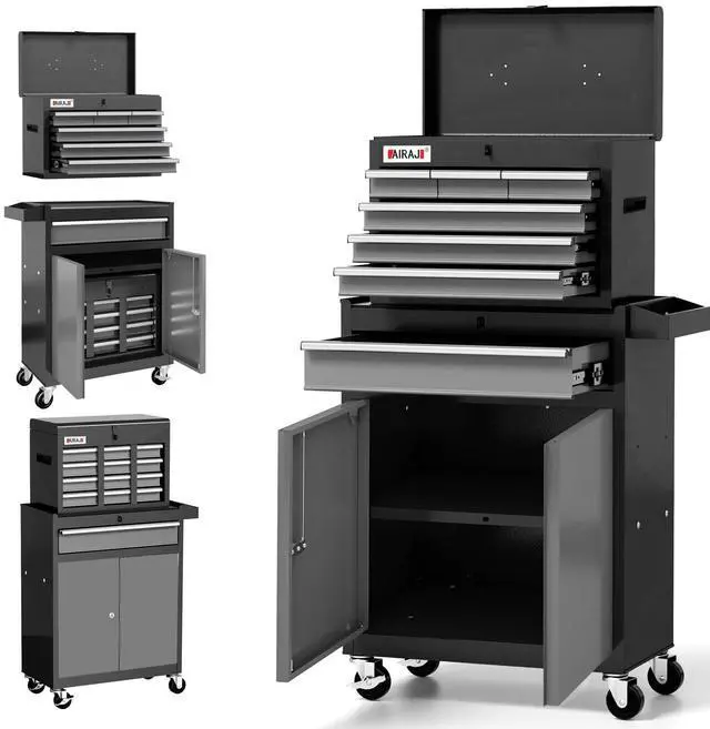 Main image of 7-Drawer Tool Chest with Wheels,40'' Rolling Tool Chest with Drawers,Portable Tool Cabinet with Liners,Detachable Top Tool Box,Rolling Tool Box for Garage Storage,Workshop,Warehouse,Black
