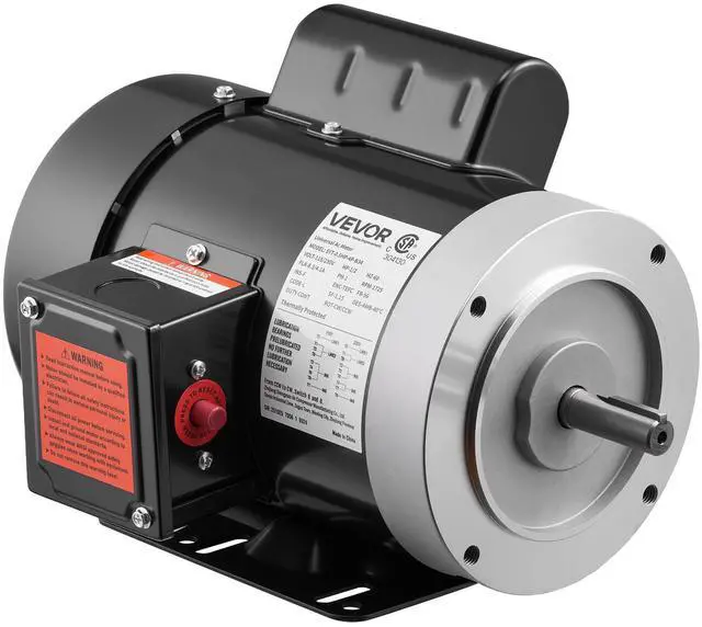 Main image of 0.5 HP Electric Motor, 1725RPM Air Compressor Motor, CW/CCW Rotation, 5/8 inch Shaft Diameter, 1.88inch Shaft Length, 2.07N.m Torque, Single-Phase, TEFC Cooling, 115V/230V, 56 Frame