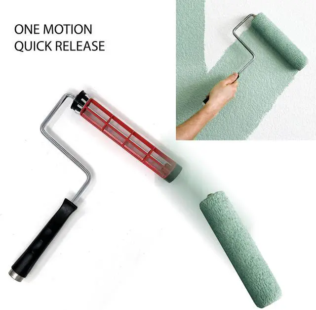 Alt view image 4 of 4 - 9 Inch Easy Quick Release Non-Slip Smooth Heavy Duty Paint Roller Frame with Comfort Grip Threaded for Extension - 36PC - TH10327