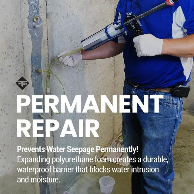 Alt view image 4 of 6 - DIY Foundation Crack Repair Kit (20 ft) Low-Viscosity Urethane Injection Sealant for Crawl Spaces & Concrete Basement Walls - Stops Water Leaks - Drill-Free Filler