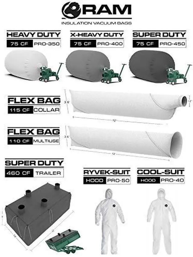 Alt view image 6 of 6 - (20) Insulation Removal Vacuum Bag - Super Heavy Duty Tear-Proof 6 FT X 4 FT - Easy-Fill SPOUT & Lowest DUST Filter - Contractors #1 Choice - EST 450 LBS / 75 CF PRO-450 (3.5 oz Strength)