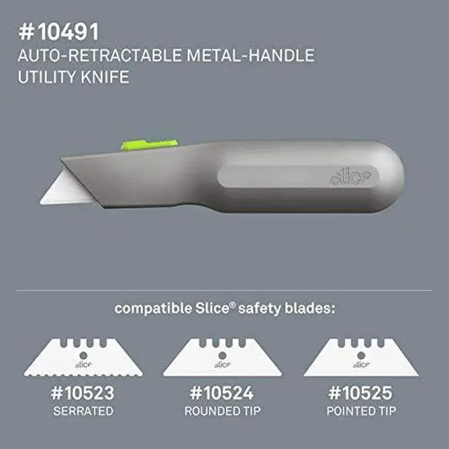 Alt view image 3 of 6 - 10491 Metal-Handle Utility Knife, Finger Friendly Ceramic Blade, Auto Retracts for Safety, Heavy Metal Handle, Comfortable Grip, Stores Extra Blade, Ambidextrous, Easy Blade Change - 6 Pack