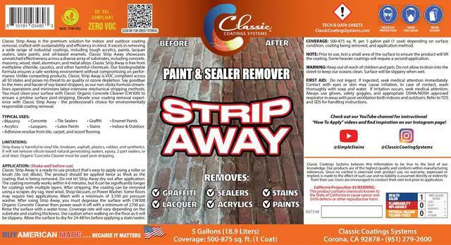 Alt view image 5 of 5 - Classic Coatings | Strip Away Paint and Sealer Remover | Interior and Exterior Surfaces | Zero VOC, Non-Toxic, Environmentally Friendly | Ready to Use | (Strip-Away, 5-Gallon)