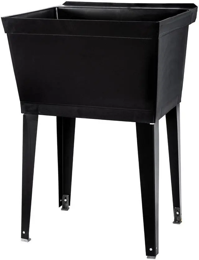 Main image of 19 Gallon Utility Sink Laundry Tub by with Adjustable Metal Legs, Ideal for Laundry room, Basement, or Garage Workshop. Heavy Duty Shop Sink. No Faucet Included (Black)