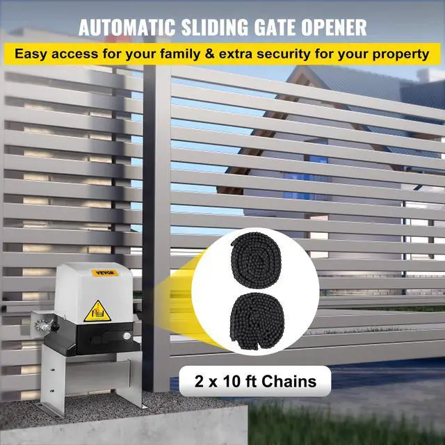Alt view image 2 of 6 - Vevor Automatic Sliding Gate Opener 1400LBS with 2 Remote Controls, Gate Operator Hardware Kit for Security, Move Speed 43ft Per Min, Electric Rolling Driveway Slide Gate Motor