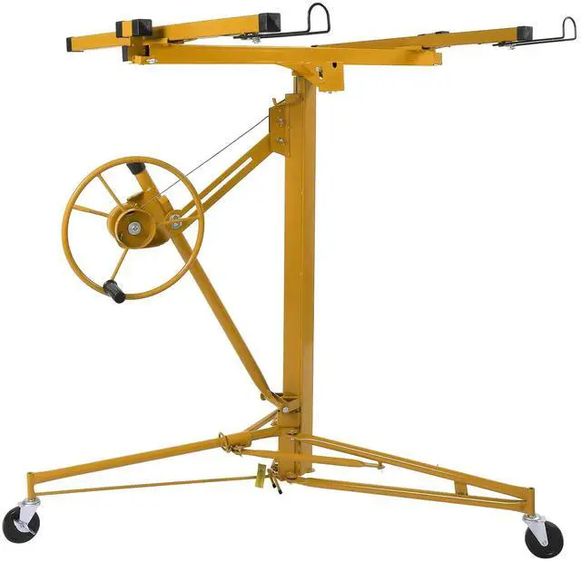 Main image of 16 FT Drywall Lift Panel Rolling Hoist Jack Lifter Sheetrock, Drywall Lifting Construction Tools Caster Wheel with Adjustable Telescopic Arm, Yellow