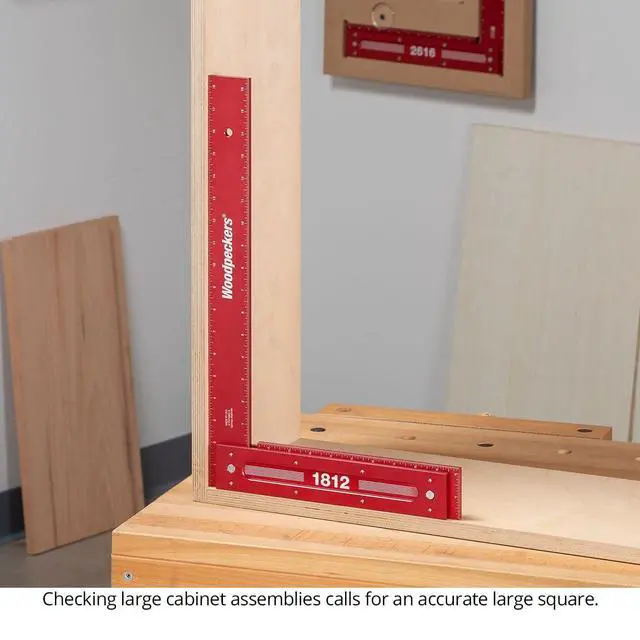 Alt view image 2 of 6 - Precision Woodworking Square, 26 Inch, Aluminum, USA Made, Feature Packed Square, Self Standing, Shoulder Lip, Laser Engraved Scales
