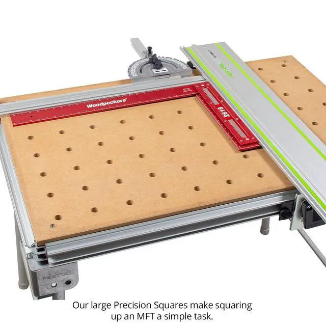 Alt view image 5 of 6 - Precision Woodworking Square, 26 Inch, Aluminum, USA Made, Feature Packed Square, Self Standing, Shoulder Lip, Laser Engraved Scales