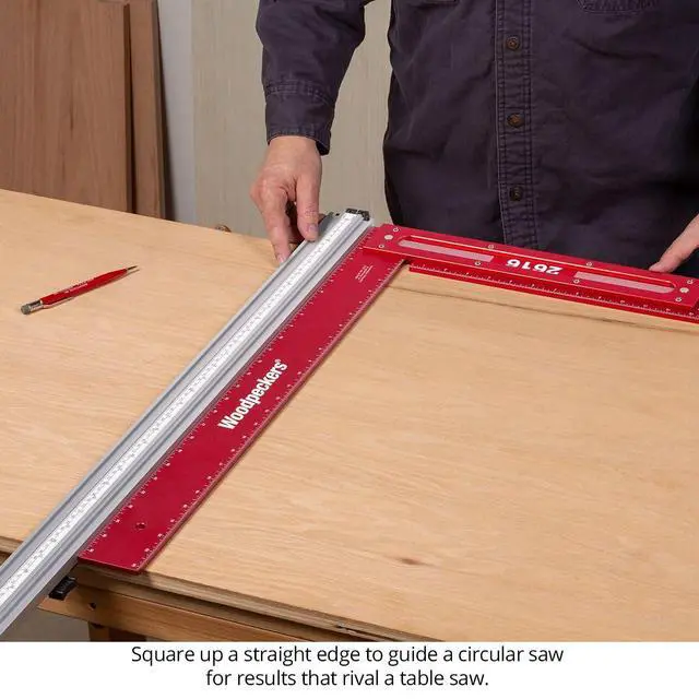 Alt view image 6 of 6 - Precision Woodworking Square, 26 Inch, Aluminum, USA Made, Feature Packed Square, Self Standing, Shoulder Lip, Laser Engraved Scales