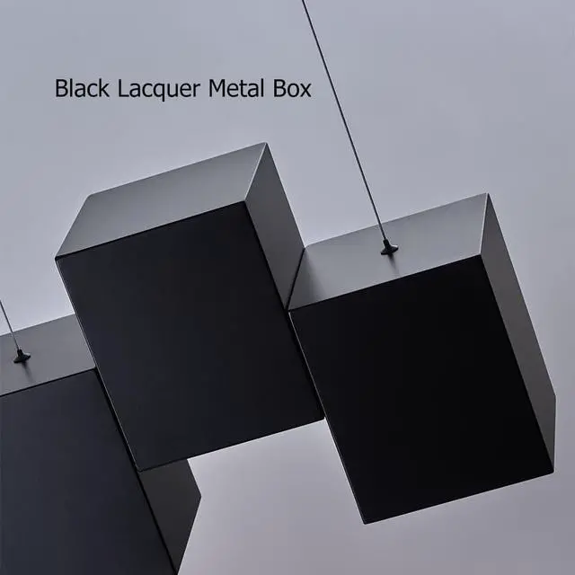 Alt view image 2 of 6 - Modern Black Kitchen Island Lighting, Linear Chandeliers for Dining Room 6-Light Square Ceiling Hanging Pendant Light