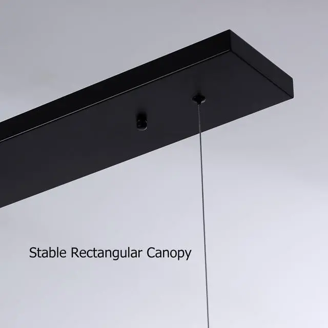 Alt view image 4 of 6 - Modern Black Kitchen Island Lighting, Linear Chandeliers for Dining Room 6-Light Square Ceiling Hanging Pendant Light