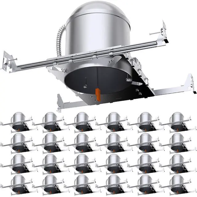 Main image of Sunco 24 Pack 6 Inch Recessed Lighting Housing Can, New Construction, Air Tight, Ceiling, 120-277V, Hard Wired, TP24 Connector, Easy Install, Wet Rated, IC Rated, UL