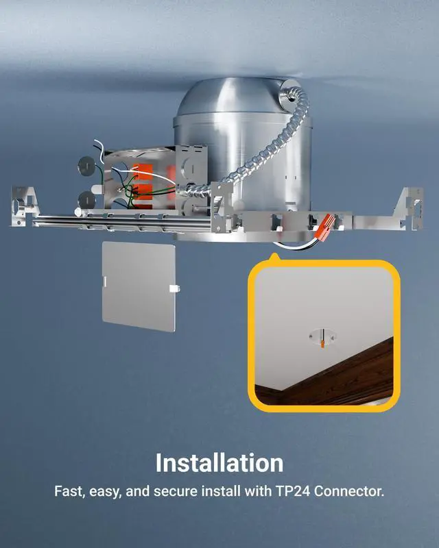 Alt view image 5 of 6 - Sunco 24 Pack 6 Inch Recessed Lighting Housing Can, New Construction, Air Tight, Ceiling, 120-277V, Hard Wired, TP24 Connector, Easy Install, Wet Rated, IC Rated, UL