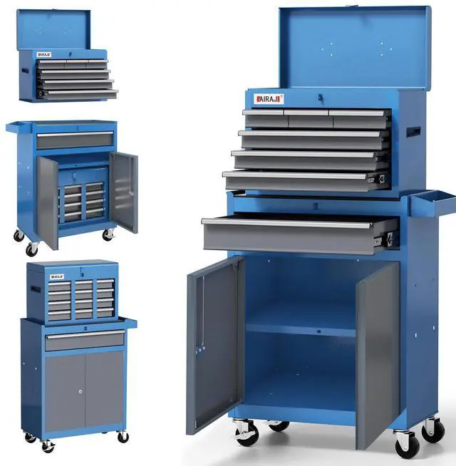 Main image of 7-Drawer Tool Chest with Wheels,40'' Rolling Tool Chest with Drawers,Portable Tool Cabinet with Liners,Detachable Top Tool Box,Rolling Tool Box for Garage Storage,Workshop,Warehouse,Blue