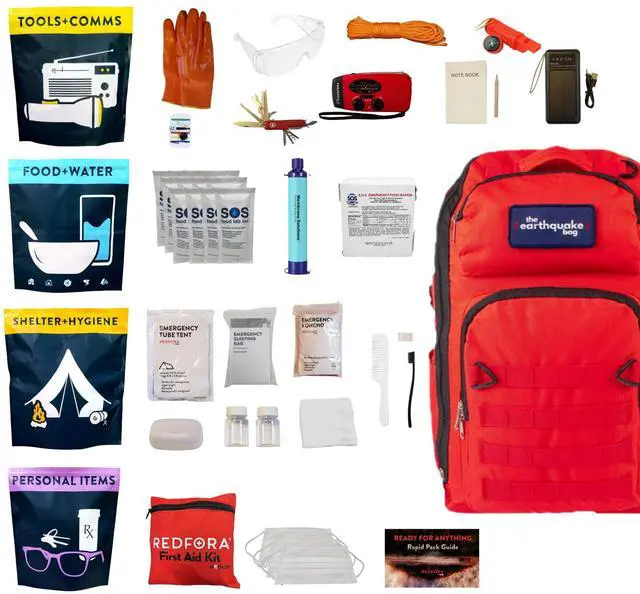Main image of Complete Earthquake Bag - 3 Day Emergency kit for Earthquakes, Hurricanes, Wildfires, Floods + Other disasters