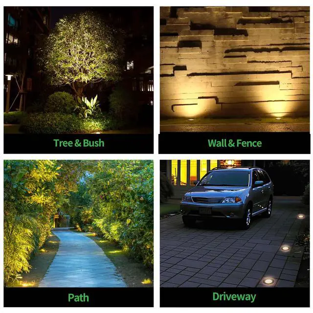 Alt view image 5 of 6 - Low Voltage Well Lights LED, Bright 12V Landscape Lights Outdoor IP67 Waterproof, 4" Wired in-Grade Uplights Aluminum ORB for Path Yard 6W 580LM 10 Pack
