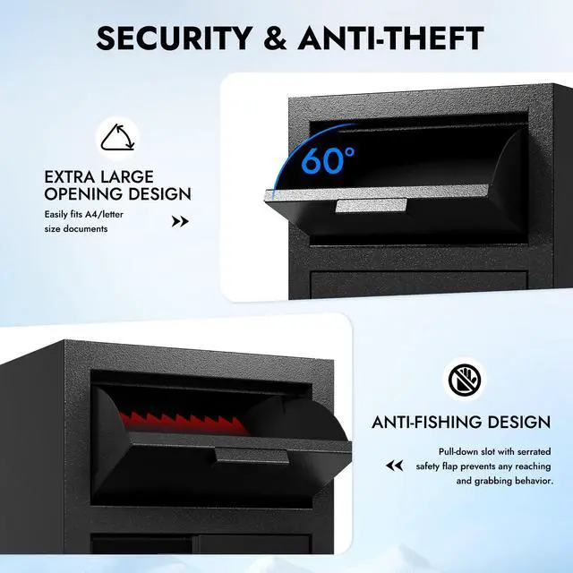 Alt view image 2 of 6 - 2.8 CUB Commercial Front-Drop Fireproof Safe, Money Safe Box with Anti-Fishing & Fireproof Bag for Home, Office, Jewelry, Documents (2.6 Cuft Drop Safe)