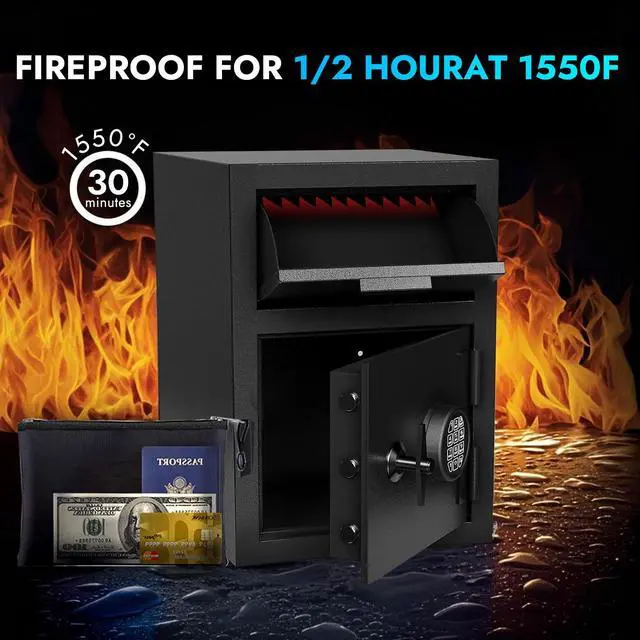 Alt view image 6 of 6 - 2.8 CUB Commercial Front-Drop Fireproof Safe, Money Safe Box with Anti-Fishing & Fireproof Bag for Home, Office, Jewelry, Documents (2.6 Cuft Drop Safe)