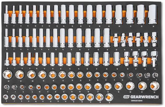 Main image of 104 Piece 3/8 Drive Master Metric Socket Set in Foam Storage Tray - GWMSSKT38MM