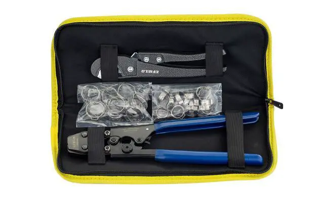 Alt view image 5 of 6 - Pex-b Pipe1/2 Inch(2 x75 ft=150 ft, Red & Blue) Fitting DIY Kit, Crimp Fitting, Clamp Tool, Clamps Cutter &Heavy-Duty Canvas Bags,(79)