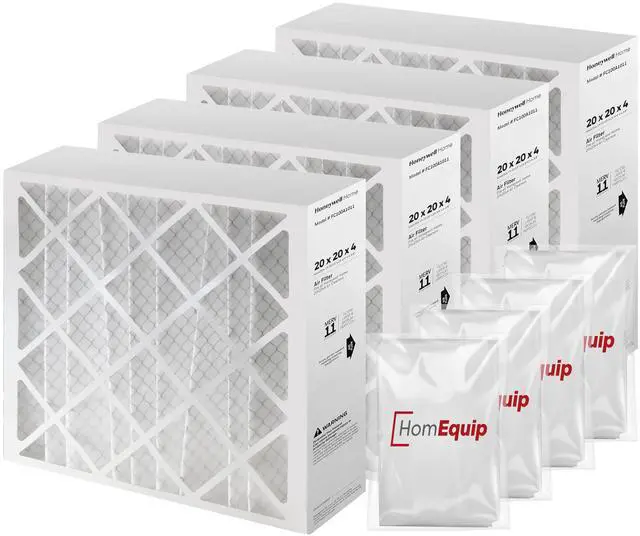 Main image of 20x20x4 AC Furnace Air Filter Replacement - FC100A1011 HVAC Furnace Filters with Merv 11 Filter Media, AC Filter with Disposal Bag 4-Pack (Actual Size: 19.94 x 19.75 x 4.38 Inches)