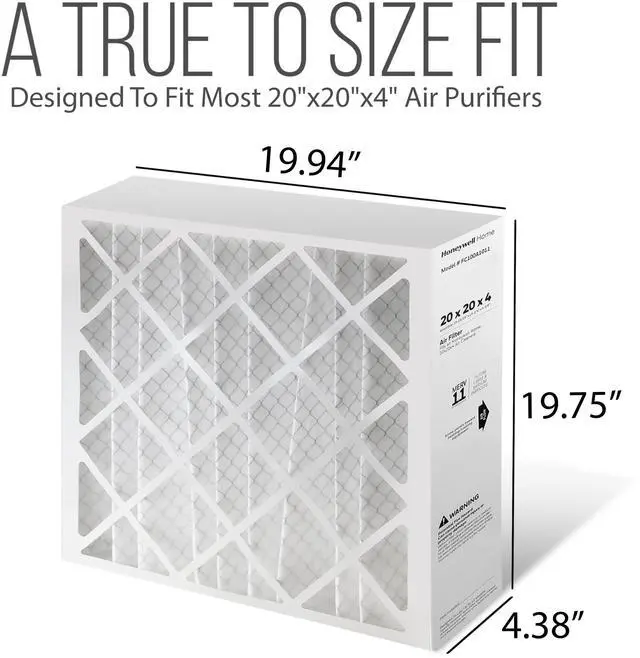Alt view image 2 of 6 - 20x20x4 AC Furnace Air Filter Replacement - FC100A1011 HVAC Furnace Filters with Merv 11 Filter Media, AC Filter with Disposal Bag 4-Pack (Actual Size: 19.94 x 19.75 x 4.38 Inches)