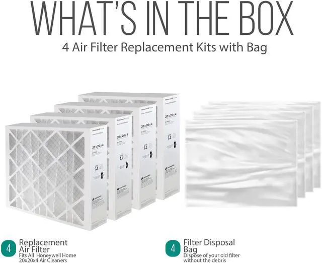 Alt view image 6 of 6 - 20x20x4 AC Furnace Air Filter Replacement - FC100A1011 HVAC Furnace Filters with Merv 11 Filter Media, AC Filter with Disposal Bag 4-Pack (Actual Size: 19.94 x 19.75 x 4.38 Inches)