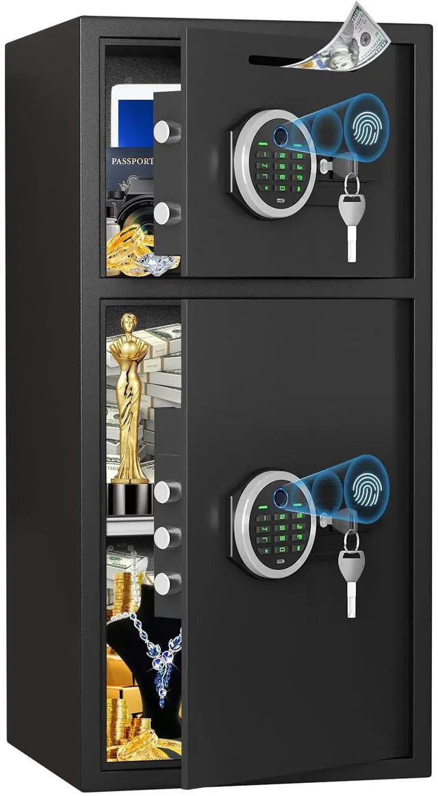 Main image of 6.0 Cuft Extra Large Home Safe Box Fireproof Waterproof, Fingerprint Safe, Home Security Safes Box with Adjustable Shelf & Drop Slot, Money Safes with Backlit Keypad & Dual Alarm for Office