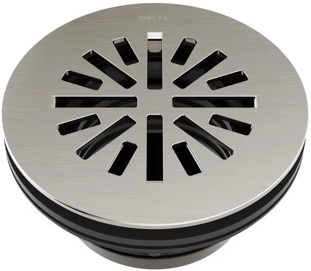 Main image of 4 Inch Brushed Nickel Round Shower Floor Drain with Gasket and Snap-In Drain Gate, Stainless DT051411-SS