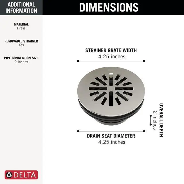 Alt view image 3 of 5 - 4 Inch Brushed Nickel Round Shower Floor Drain with Gasket and Snap-In Drain Gate, Stainless DT051411-SS