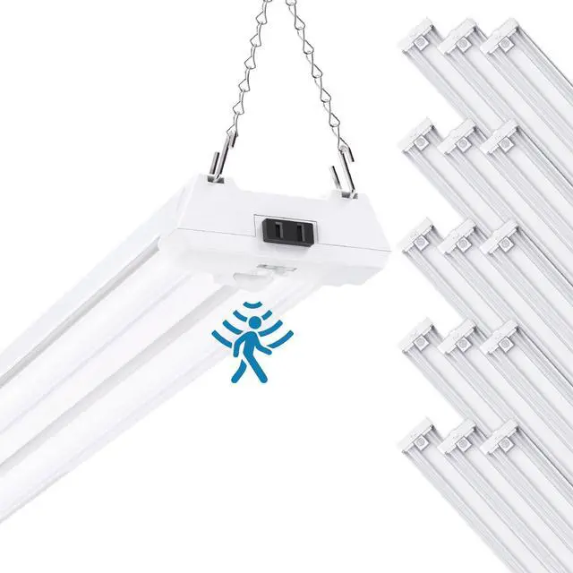 Main image of Sunco 15 Pack Motion Sensor 4ft LED Shop Light, Garage Lights Ceiling LED Plug-in Fixtures, 40W, 5000K Daylight, 4300 Lumens, Frosted, Motion Activated, Linkable Suspension Mount, ETL