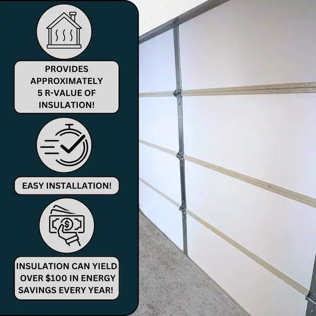 Alt view image 3 of 6 - Garage Door Insulation Kit, White EPS Foam Panels, 8 Pack, 1.25x20x54 Inches, R-Value 5.0, Temperature Control, Noise Reduction, DIY Installation, One Car Garage (Low Density - Laminated)