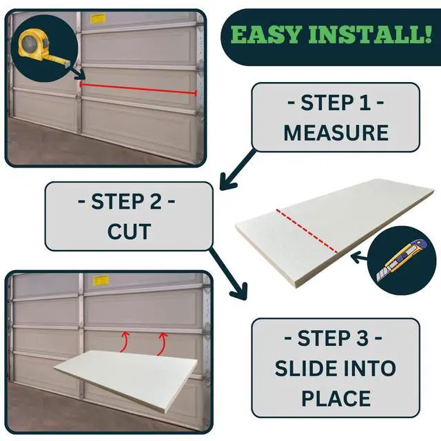 Alt view image 6 of 6 - Garage Door Insulation Kit, White EPS Foam Panels, 8 Pack, 1.25x20x54 Inches, R-Value 5.0, Temperature Control, Noise Reduction, DIY Installation, One Car Garage (Low Density - Laminated)