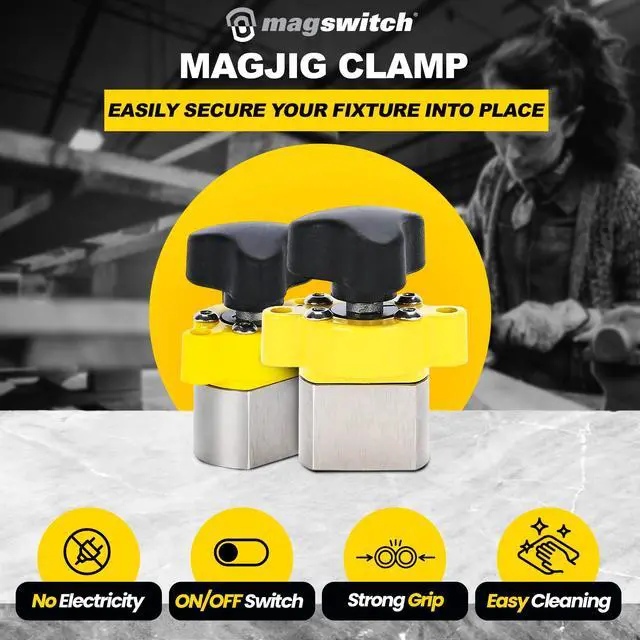 Alt view image 2 of 4 - MagJig 150 lb 2-Pack Powerful Switchable Magnetic Hold-Downs for Large Jigs & Sleds (Value Bundle)