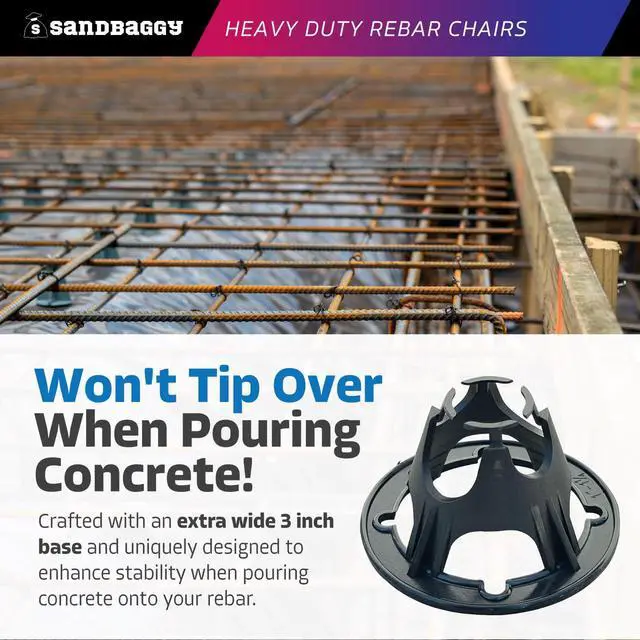 Alt view image 5 of 6 - Plastic Rebar Support Chairs - Elevates #3 to #5 Rebar 1" or 1-1/4" - Concrete Chair and Steel Wire Mesh (800, 1" - 1.25")