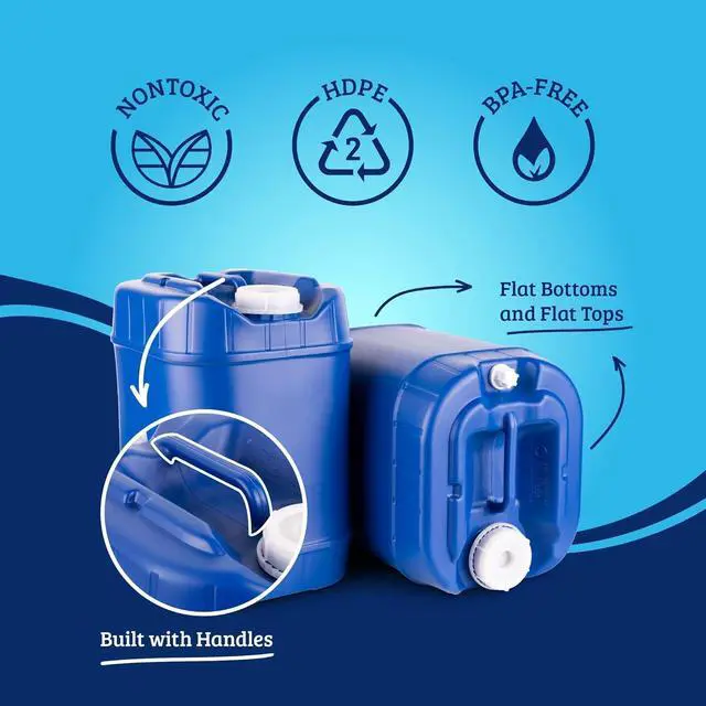 Alt view image 3 of 4 - 5-Gallon Stackable Water Storage Containers, Emergency Water Storage for Camping and Disaster Preparedness, 20 Gallons