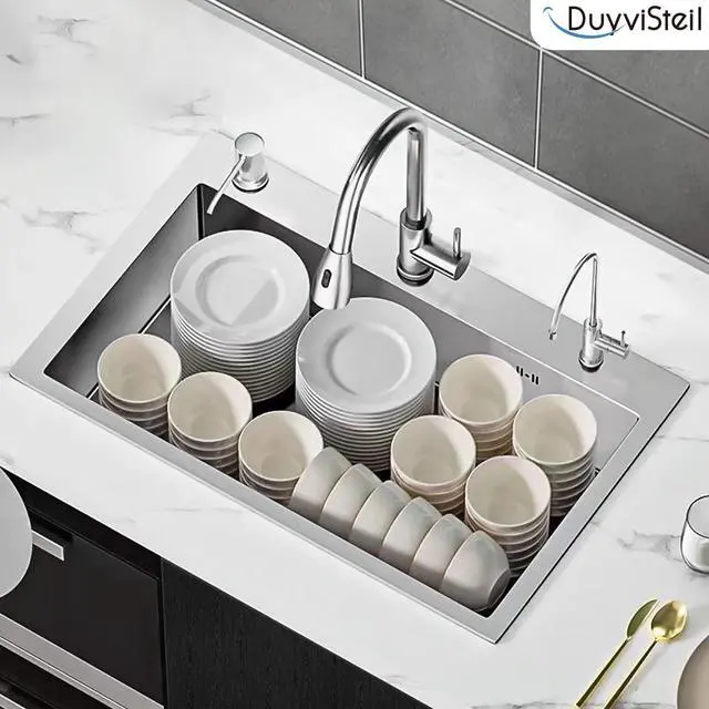 Alt view image 2 of 6 - 32 x 18 Inch Drop in Kitchen Sink, Nano-Coated Topmount Single Bowl Stainless Steel Sink with Drain Kit Baskets