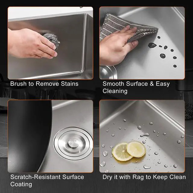 Alt view image 3 of 6 - 32 x 18 Inch Drop in Kitchen Sink, Nano-Coated Topmount Single Bowl Stainless Steel Sink with Drain Kit Baskets