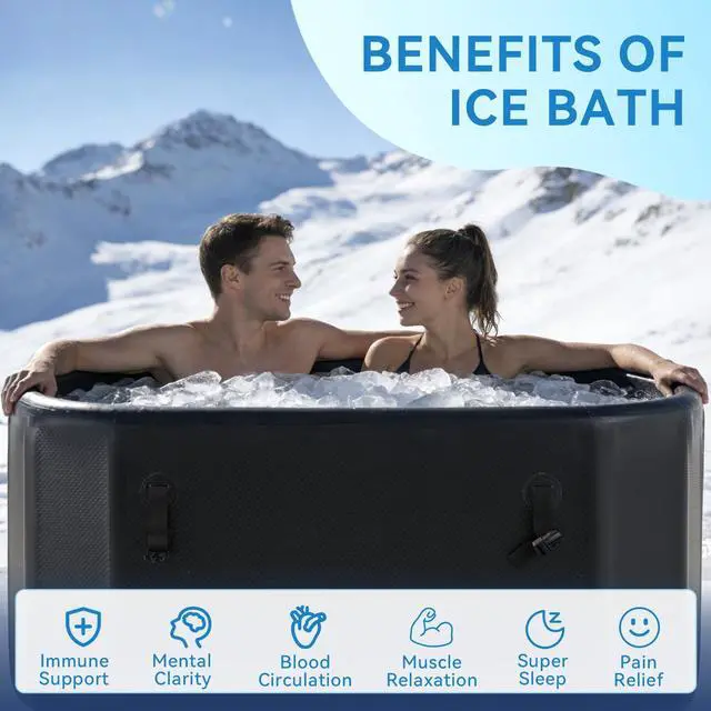 Alt view image 2 of 6 - XXL Ice Bath Tub for Athletes, Portable Bathtub, Inflatable Cold Plunge Tub with Cover& Pump,193-Gallon Long-Lasting Insulation, Water-Absorbent Mat, for Outdoor & Indoor Use