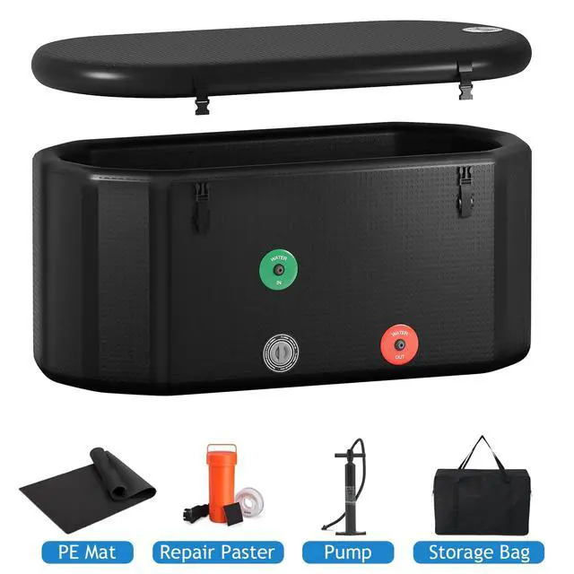 Alt view image 4 of 6 - XXL Ice Bath Tub for Athletes, Portable Bathtub, Inflatable Cold Plunge Tub with Cover& Pump,193-Gallon Long-Lasting Insulation, Water-Absorbent Mat, for Outdoor & Indoor Use
